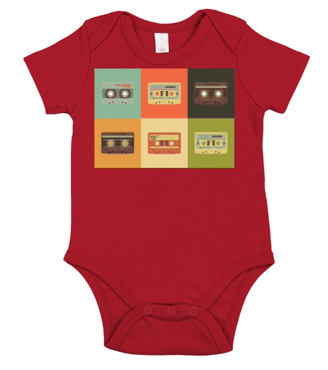 Vintage Retro Cassette Design Short Sleeve Baby One-Piece