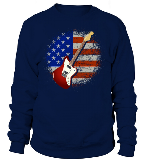 Vintage Guitar USA Flag Sweatshirt Unisex