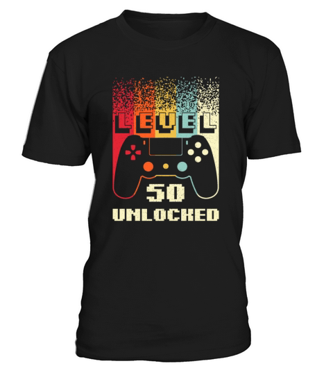 Level 50 Unlocked Gamer Retro 50th Birthday Gift T-Shirt Unisex
