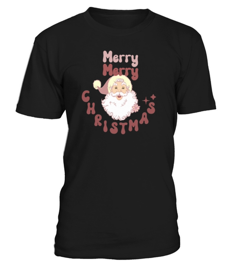 Merry Merry Christmas cute retro vintage pink Sant T-Shirt Unisex