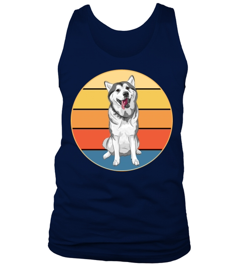 Funny Kawaii Cute Husky Dog Vintage Retro Sunset Tank Top Unisex