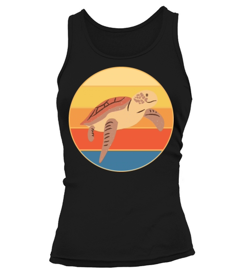 Cute Turtle Vintage Retro Sunset Marine Animal Tank top Woman