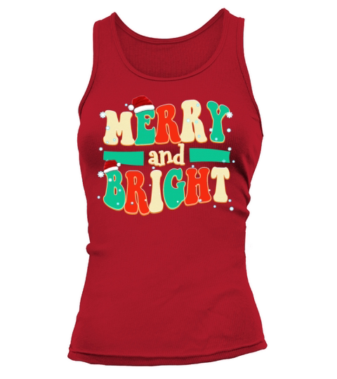 Merry and Bright Christmas Quotes Vintage Color Tank top Woman