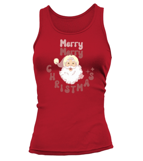 Merry Merry Christmas cute retro vintage pink Sant Tank top Woman