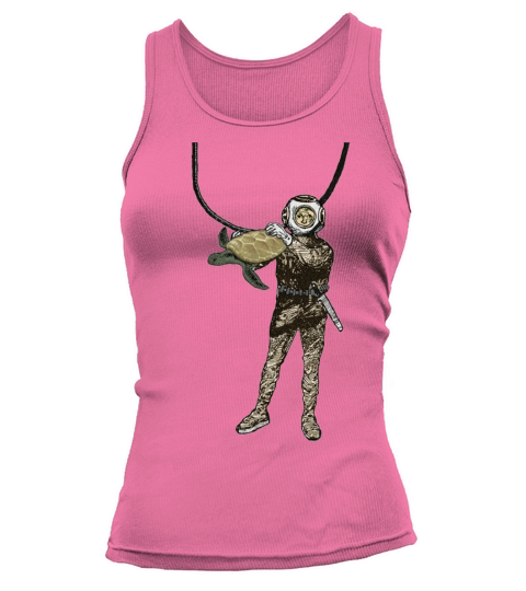 Vintage Helmet Diver Holding a Turtle Underwater Tank top Woman