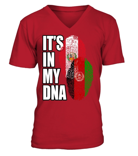 Afghan And Peruvian Mix Heritage DNA Flag V-Neck T-shirt