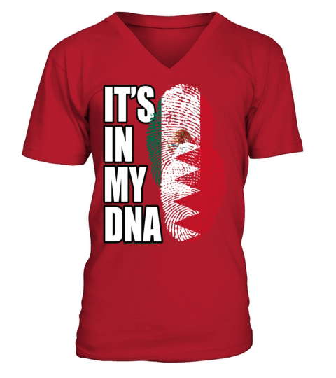 Bahraini And Mexican Mix Heritage DNA Flag V-Neck T-shirt