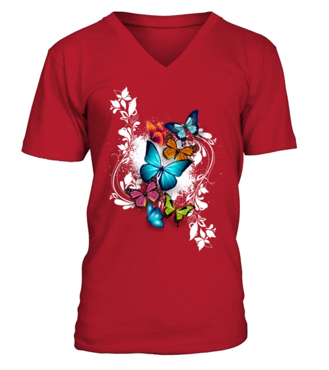 Butterfly Animal Color Colorful Splash Ornaments V-Neck T-shirt