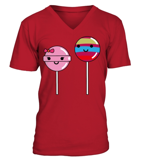 couple of lollipop Kawaii gift for candy lover V-Neck T-shirt