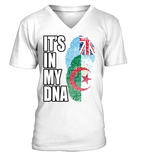 Fijian And Algerian Mix Heritage DNA Flag V-Neck T-shirt