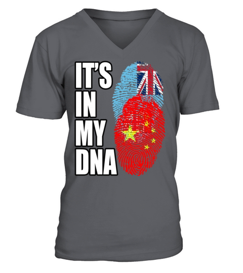 Fijian And Chinese Mix Heritage DNA Flag V-Neck T-shirt