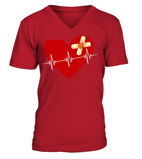 Heartbeat Coronary Diseases Artery Bypass Month V-Neck T-shirt