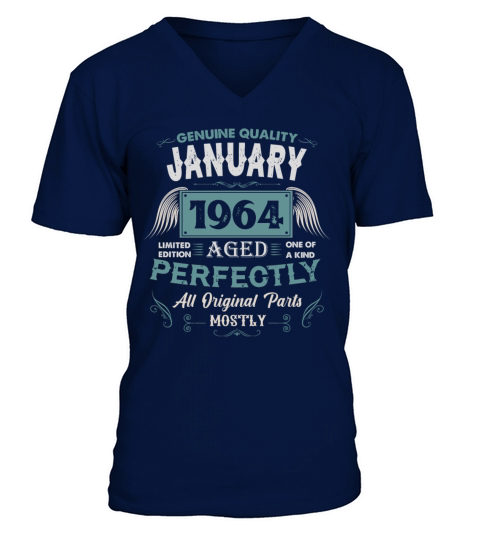 January 1964 Vintage Birthday Present V-Neck T-shirt