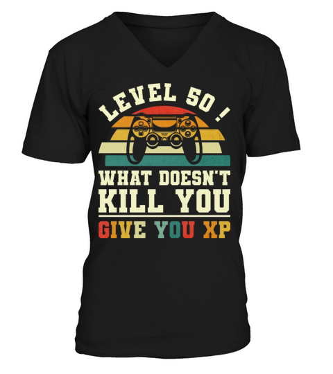 Level 50 Xp 1972 50th Birthday Gamer V-Neck T-shirt
