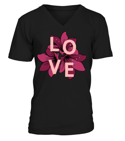 Love Vintage Floral Lettering Quote Typography V-Neck T-shirt