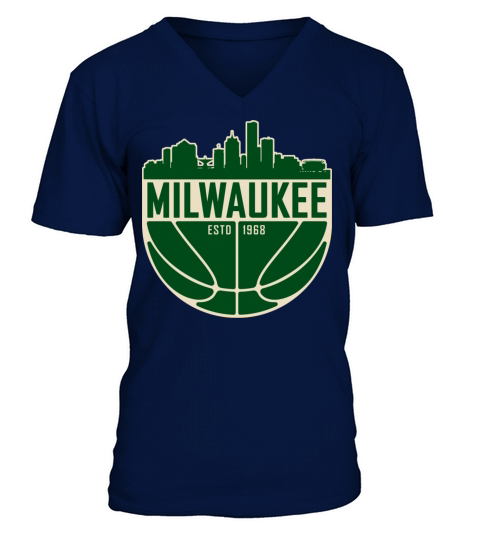 Milwaukee Basketball Skyline Vintage Wisconsin Ret V-Neck T-shirt