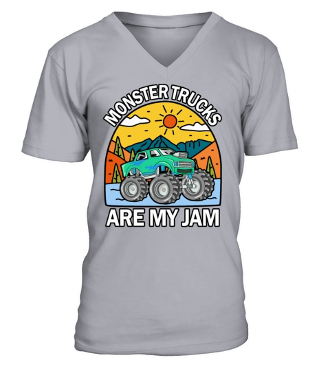 Monster Trucks Are My Jam Vintage Retro V-Neck T-shirt