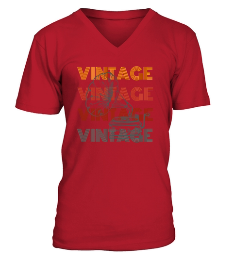 VINTAGE Gramophone V-Neck T-shirt