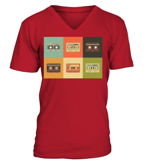 Vintage Retro Cassette Design V-Neck T-shirt