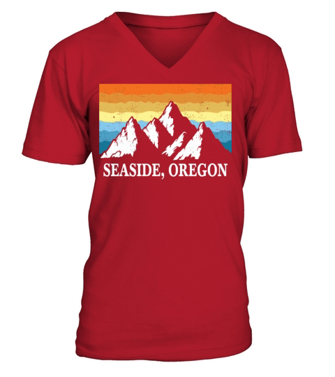 Vintage Seaside Oregon Mountain Hiking Souvenir Pr V-Neck T-shirt