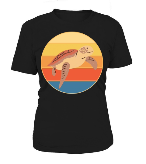 Cute Turtle Vintage Retro Sunset Marine Animal Women's T-Shirt