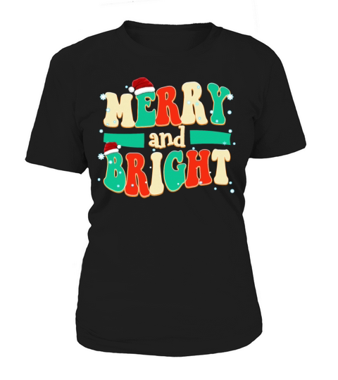 Merry and Bright Christmas Quotes Vintage Color Women's T-Shirt