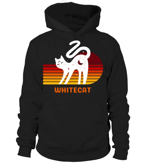 funny white cat retro vintage whitecat Hoodie Unisex