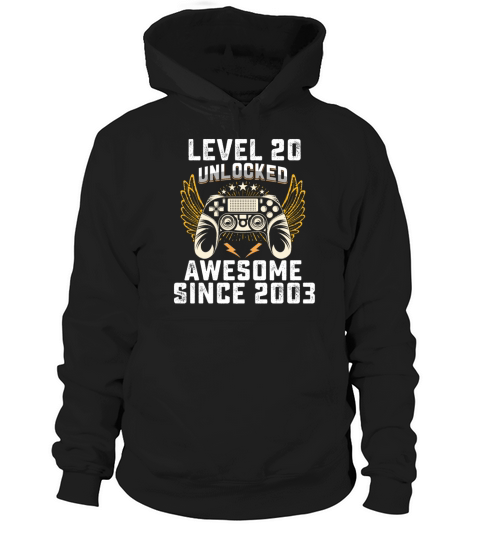 Gaming Level 20 Unlocked Awesome Since 2003 Hoodie Unisex