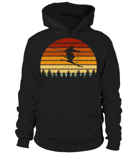 Vintage Sunset Skiing For Skiers Hoodie Unisex