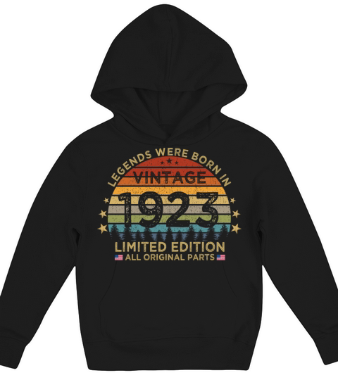 100th Birthday Vintage 1923 Legend Patriotic Retro Kids Hoodie