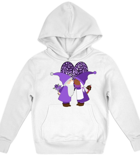 BiRacial Mixed Couple Valentines Gnome Purple Mela Kids Hoodie