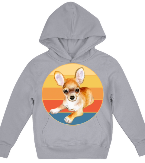 Cute Chihuahua Dog Breed Vintage Retro Sunset Kids Hoodie