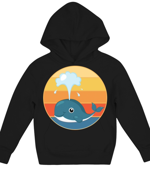 Cute Kawaii Whale Retro Sunset Vintage Ocean Kids Hoodie