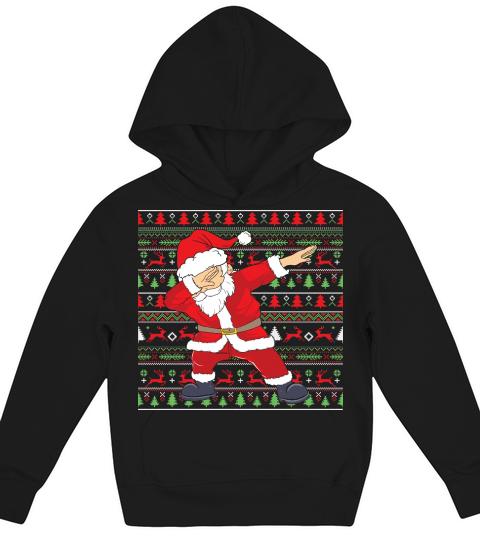 Merry Christmas Dabbing Santa Claus Ugly Sweater Kids Hoodie