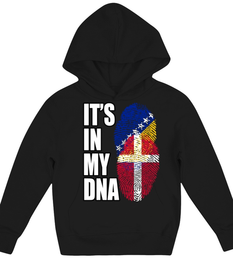 Danish And Bosnian Mix Heritage DNA Flag Kids Hoodie