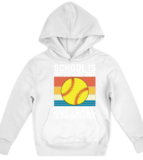 School Is Important But Softball Is Importanter Kids Hoodie