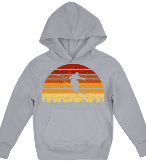 Vintage Sunset Skiing For Skiers Kids Hoodie