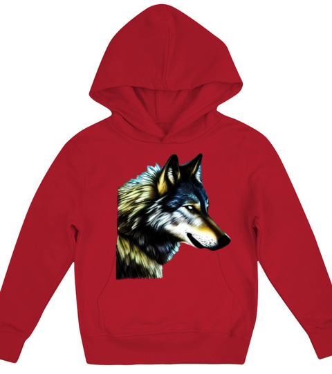 Wolf artwork design predator face imprint Kids Hoodie