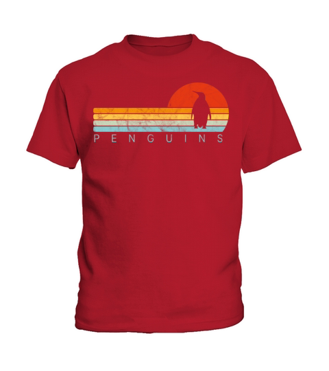 Penguin Vintage Sunset Retro Cute Womens Penguin Kids T-Shirt