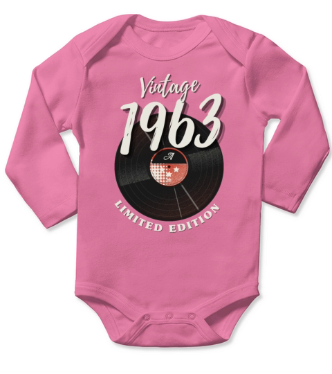 60 Years Vintage 1963 Retro 60th Birthday Long Sleeve Baby One-Piece