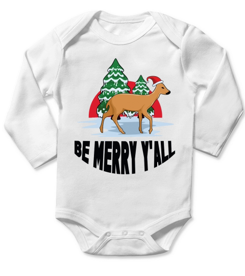 Be Merry Christmas Yall Long Sleeve Baby One-Piece