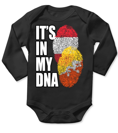 Bhutanese And Austrian Mix Heritage DNA Flag Long Sleeve Baby One-Piece