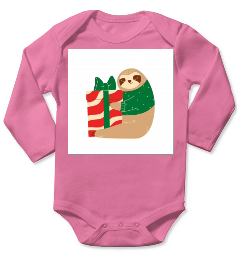 Christmas Otters Hug Present Long Sleeve Baby One-Piece