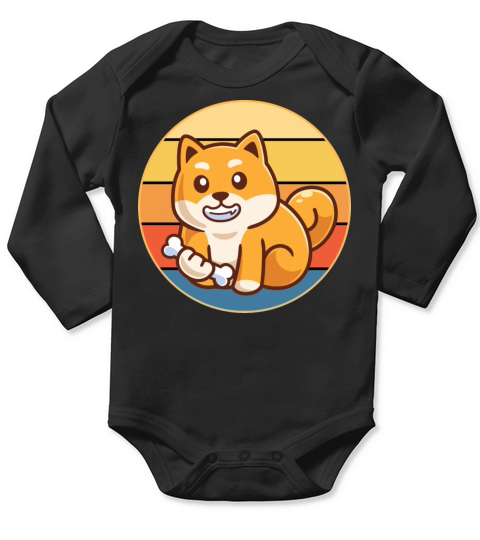 Cute Shiba Inu Dog Breed Vintage Retro Sunset Long Sleeve Baby One-Piece