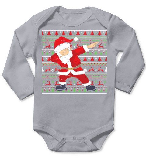 Merry Christmas Dabbing Santa Claus Ugly Sweater Long Sleeve Baby One-Piece