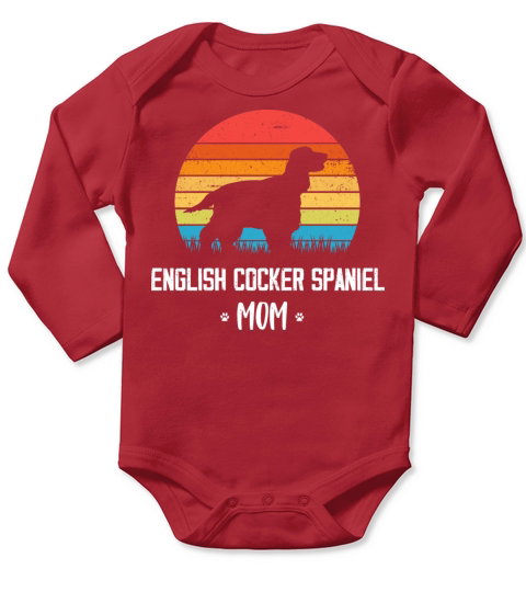 English Cocker Spaniel Mom Retro Vintage Long Sleeve Baby One-Piece