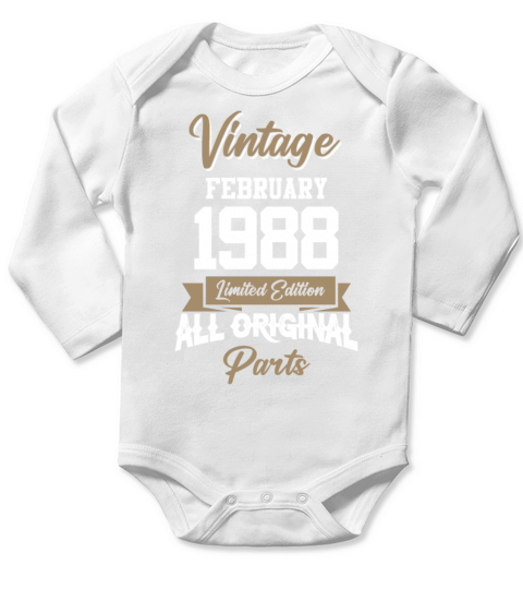 February 1988 Vintage Birthday Present Long Sleeve Baby One-Piece