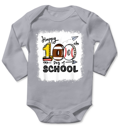 Happy 100th Day Of School Teacher Student 100 Days Long Sleeve Baby One-Piece