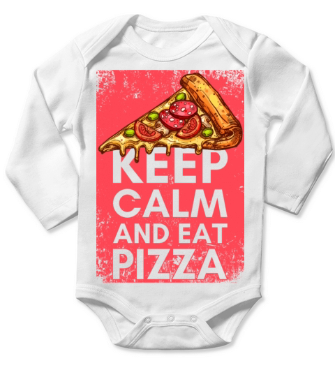 Keep Calm and Eat Pizza Long Sleeve Baby One-Piece