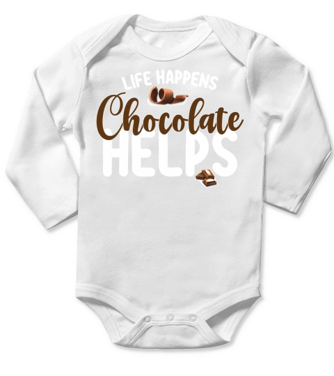 Life Happens Chocolate Helps Long Sleeve Baby One-Piece
